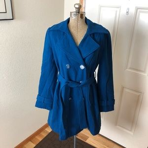 New York & Company Blue Wool Coat